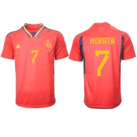 Koszulka piłkarska Hiszpania Alvaro Morata #7 Strój Domowy MŚ 2022 tanio Krótki Rękaw